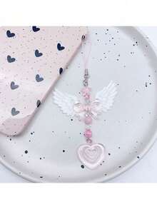 1PC Exquisite Girls Angel Heart Beaded Phone Chain Accessory, Popular Girls Keychain Backpack Hanging Chain - Image Color - View 6