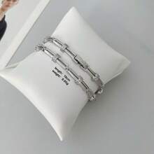 1pc Gold & Silver European Luxury Niche Exquisite Honeycomb Full Rhinestone Bracelet, Geometric Layered Super Shiny Diamond Plated 18K Jewelry Tennis Chain Clasp Zirconia Style - Multicolor - View 5