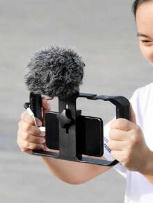 1 buah Sangkar Kamera Ponsel, Bingkai Penstabil Genggam, Mendukung Pemotretan Horizontal & Vertikal, Kompatibel dengan Lampu Pengisi Eksternal & Mikrofon, Bingkai Fotografi Genggam untuk Video Pendek, Vlog, dan Siaran Langsung - Hitam - View 7