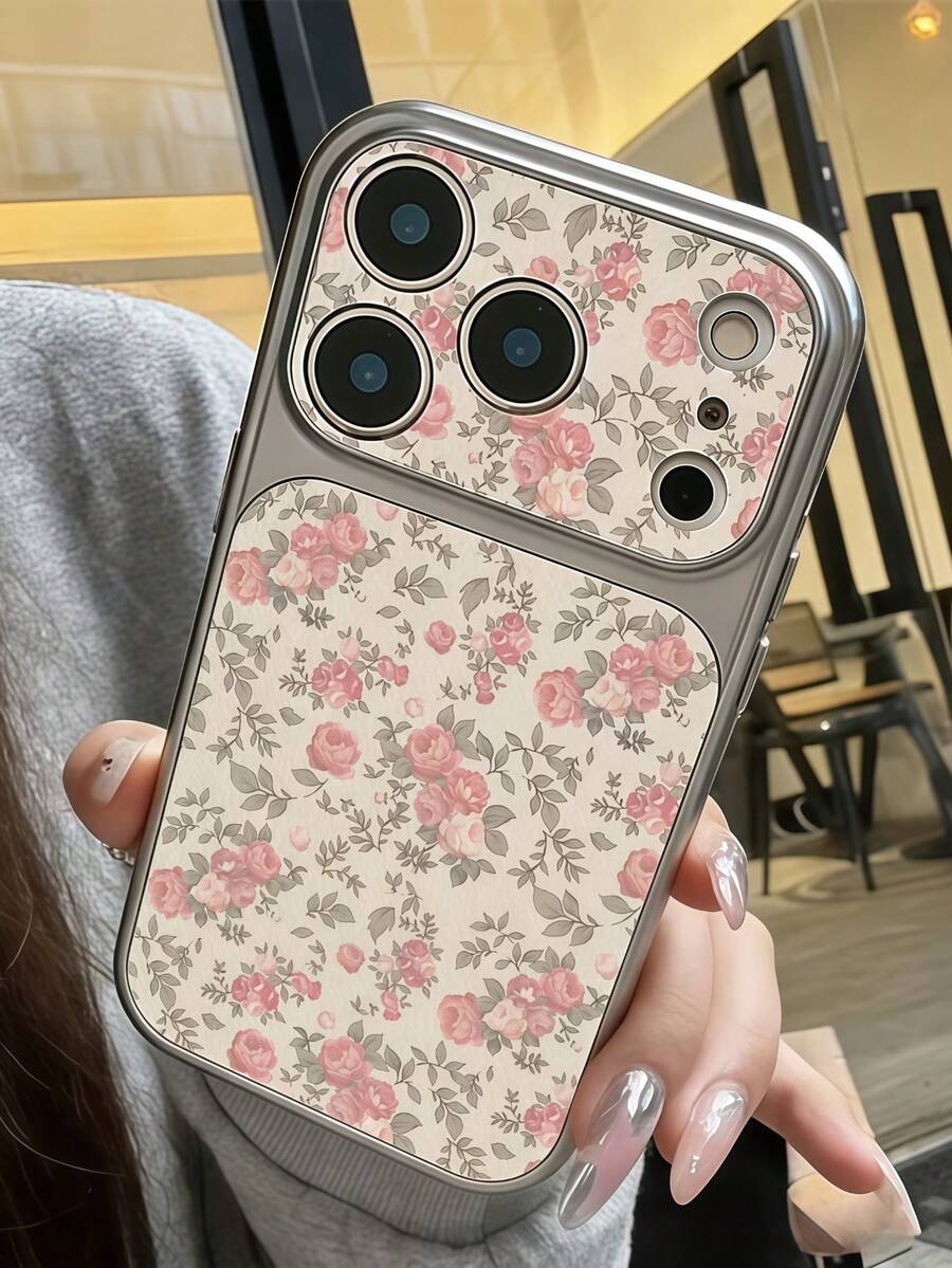 1pc Fashionable Vintage Rose Floral Pattern Spray Painted TPU Full Coverage Phone Case Compatible With Apple 17 Pro Max/16 Pro Max/15 Pro Max/14 Pro Max/13 Pro Max/12 Pro Max/11 Pro Max/Galaxy S26 S25 S24 Ultra S24 Plus S24 FE S23 S22 A55 A54 A53 A52 A50 A30 A42 A35 A34 A33 A25 A24 A20 A30 A15 A17/ Smart 8/ Hot 40i/Spark 20/Spark 20C/Spark Go 2024/ G84/ - Silver - View 1