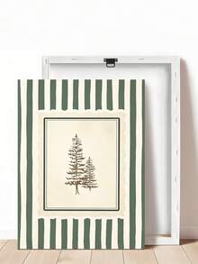1 pièce Impression d'art croquis d'arbre de pin vintage, impression de paysage de montagne, affiche de forêt à rayures vertes, cadeau de vacances, décoration de Noël, décoration de chambre, décoration de salon, décoration de dortoir, arts muraux, décoration murale, décoration de maison, décoration de chambre, art mural sur canevas, affiches, cadre en option - 1 pièce - Voir 23