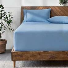 Plain Turkish Cotton Fitted Sheet - Single & Double Soft Touch Breathable 120*200 -- 180*200 - Baby Blue - View 1