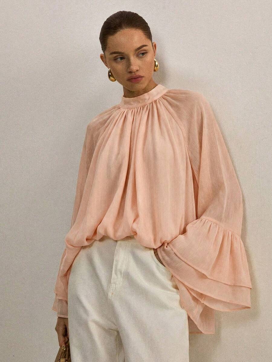 Women Blouses & Shirts - 杏色 2 - 查看 1