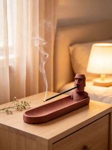 1pc Bohemian Style Moai Incense Burner, Can Hold Incense Sticks, Adds Mysterious And Cozy Atmosphere, Popular Home Fragrance Decor, Unique Desktop Ornament - Multi-style 01 - View 4