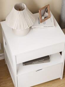 SoBuy | Bedside Table With 2 Drawers | Nightstand With USB Charging Port | Storage Cabinet For Living Room | 45*38*55 Cm | Load Capacity 30 Kg - White - View 11