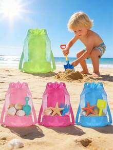 YIYIQCSJ 1 Bolsa de almacenamiento de gran capacidad para niños – Mochila con cordón de nylon transpirable, adecuada para la playa, la piscina y actividades al aire libre - Multicolor - Ver 1