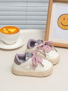 Children's Star Pattern Minimalist Sneakers, Non-Slip Soft Sole Baby Casual Walking Shoes - Mauve Purple - View 2