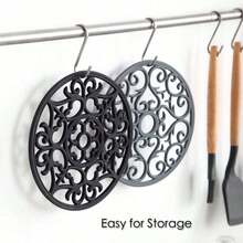 1pc Randomly Shipped Traditional Silicone Heat-Insulating Mat - Non-Slip Heat-Resistant Kitchen Countertop And Dining Table Hot Pad - Suitable For Hot Dishes And Cookware Kitchen Heat-Insulating Mat - Pot And Pan Anti-Scald Holder - Black - View 5