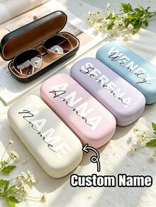 Customized Name Glasses Case, Personalized Hard Shell Glasses Case, Women's Customized Hard Shell Glasses Case, Customizable Birthday Gift, Customizable Protective Glasses Case, Valentine's Day Gift, Decoration, Minimalist Modern Appearance, Unisex, Friends - Multicolor - View 1