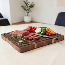 Large Acacia Wood Cutting Board 43x33x3cm Heavy Duty Thick Wooden Chopping Block For Kitchen Extra Large Meat Cheese Board Durable Hardwood Serving Platter With Juice Groove End Grain Carving Board Premium Solid Timber Countertop Organizer - Camel - View 1