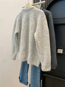 Women's Cute Comfortable Plush Knit Cardigan, Button Front Long Sleeve Sweater, Suitable For Halloween, Thanksgiving And Christmas Dates Fall - Grey - View 9
