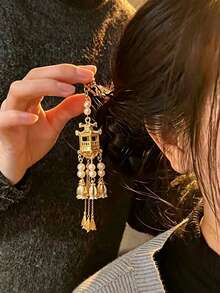 1pc Pearl Tassel Lantern Hair Pin Vintage Chinese Style Bun Hair Accessory Exquisite Hair Decoration Suitable For Festival Party Outfit Matching - Multicolor - View 4