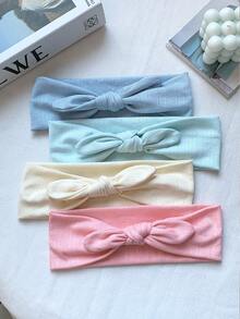 1pc Solid Color Hollow Rabbit Ear Bow Wide Band Headband With Diamond Lattice Jacquard Design, Soft Versatile Anti-Slip Headscarf For Spring/Summer Travel - Multicolor - View 5