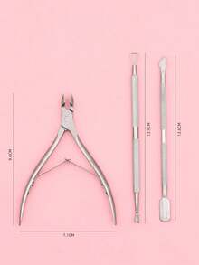 2/1pc Stainless Steel Nail Salon Cleaning Tool Steel Pusher Dead Skin Pliers - Silver - View 5