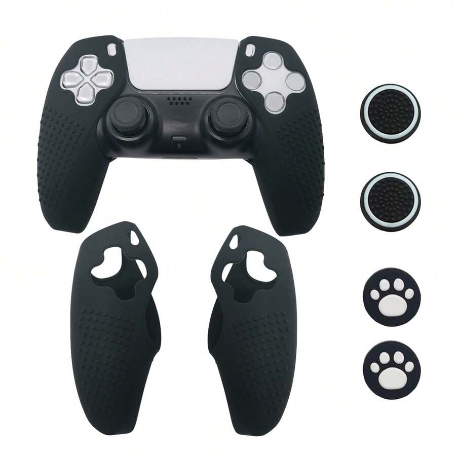 Compatible With PlayStation 5, 2pcs Split Silicone Protective Covers + 4pcs Joystick Caps Set, Dust-Proof, Scratch-Resistant, Anti-Slip, Enhanced Gaming Control Feel - View 1
