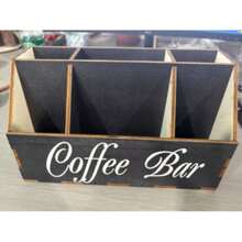 Rustic Wooden Coffee Station Storage Rack, Countertop Use, Multifunctional Brown Coffee Capsule Storage Basket With Drawer And Hooks, Suitable For Coffee, Tea And Accessories Decoration, Coffee Bar Applicable - Multicolor - View 7