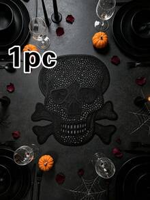 1/4/6/12pcs Halloween Skull PVC Gold Foil Placemats, Hotel Restaurant Decoration Heat-Resistant Non-Slip Table Mats, Western Style Table Mats For Weddings, Parties, Autumn Harvest Festival, Holiday Celebrations, Picnics, Camping, Birthday Banquet Table Decor - Multicolor - View 13