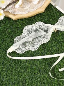 1pc Lace Wide Band Alloy Ocean Element Decorative Knotted Headband, Breathable Comfortable Women's Hair Hoop, Vintage Bohemian Style Summer Early Autumn Daily Outing Beach Wedding Outdoor Hair Accessory - Multicolor - View 7