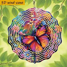 1pc 3D Colorful Butterfly Garden Wind Rotating Decoration - 360° Rotating Hook, Suitable For Wedding, Party, Holiday - No Battery/Electricity Needed, Balcony, Patio, Easter, Christmas Decoration (Pendant Not Included) Random Style - A - View 2