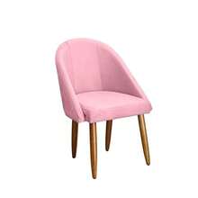 Cadeira Lua Veludo Confortável Decorativa Recepção Penteadeira Sala de Jantar - Rosa chiclete - Visão 2