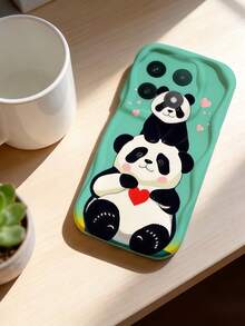 1 buah Casing Ponsel Cream Dopamine Bergelombang Lembut dengan Tekstur TPU, Desain Kreatif, Personalisasi, Motif Kartun Panda Lucu, Kompatibel dengan Galaxy S21 S22 S23 S24 S25 S26/Honor/ dan Model Lainnya - Putih - View 3