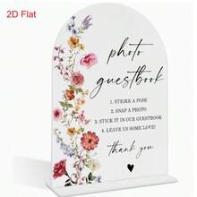 White Arched Acrylic Wedding Guest Sign-In Board And Base, Thickened Modern Calligraphy Style Arched Acrylic Desktop Sign, Suitable For Weddings And Events - View 15