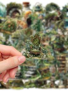 50pcs Green Forest Phone Stickers, Creative Aesthetic Design Transparent Stickers, Suitable For Phone Cases, Tablets, Laptops, Luggage, Cars, Notebooks, Helmets, Guitars, Skateboards, Storage Boxes, Handwritten Journals - 50pcs - View 7