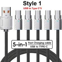 Kabel Pengisian Daya Ultra Cepat 5-in-1 120W (Tersedia dalam Dua Gaya: USB ke Type-C X5 ATAU USB ke Type-C X3 + Android X1 + Lightning X1) - Kompatibel dengan iPhone 15–17/Pro Max, Kompatibel dengan , dan Galaxy S24/S23; Kabel Pengisian Cepat Jalinan Nilon. - MultiWarna - View 13