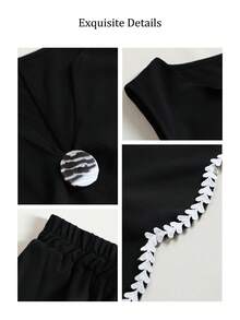 Plus Size Color Block Trim Camisole & Pants 2 Pieces Set, Casual Vacation Daily Wear, Black, For Women Elegant Summer - Black - View 7