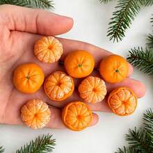 1pc 9-Cavity 3D Mini Orange Silicone Candle Mold - Realistic Peeled Citrus Shape Casting Mold, Suitable For DIY Aromatherapy Candles, Soap, Epoxy Resin, Plaster Diffuser Stone And New Year, Christmas Home Decor And Autumn Holiday Gift Craft Making - White - View 5
