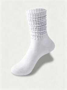 1/3/6 Pairs Women's Casual Knitted Socks, Elastic Mid-Calf Socks, Spring/Autumn Style, Pilates Socks, Yoga Socks - Multicolor - View 6