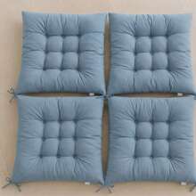 Made In Turkey 4-Pack Chair Seat Cushions – 9-Point Tufted Thick Dining Chair Pads With Ties, Soft & Comfortable - Dusty Blue - View 1