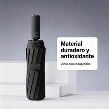 1 pieza Paraguas Plegable Automático, Sombrilla UPF50+ Bloquea Rayos UV, Impermeable para Lluvia, Diseño Minimalista Colores Suaves, Fácil de Guardar en Bolso - Negro - Ver 4