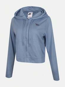 Nike Women's AS W NK LT WT JRSY FZ Knit Sweatshirt Jacket IU0728-486 - Dusty Blue - View 1