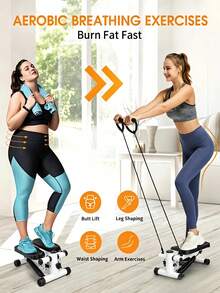 Stepper With Anti-Slip Pedals And Dual Hydraulic Silent System; Equipped With Resistance Bands For Full-Body Workouts, Enabling Home Aerobic Fat Burning And Shaping Hips, Legs And Arms - Random Color - View 2