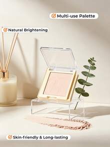 GUOXIAONIU Palet Highlighter Matte & Shimmer, Palet Makeup Pencerah Alami yang Bercahaya, Concealer & Bedak Pengatur Riasan Serbaguna, Cocok untuk Kontur Wajah dan Area Bawah Mata, Highlighter Pengatur Riasan Tahan Lama Mini Portabel - #Gading - View 9