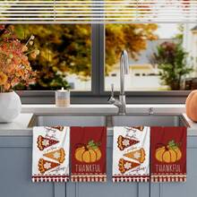 2/4/48pcs Autumn Series Pattern Printed Kitchen Towels - Ultra Soft, Highly Absorbent Polyester Dishcloths And Hand Towels, Perfect For Holiday Decor, Kitchen Decor, Party Decor - Multicolor - View 4