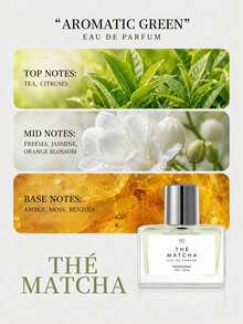 30Ml Matcha Fragrance Spray, Matcha Green Tea Herbal Floral Fragrance, Long-Lasting Fragrance, Fresh And Natural, Transparent Light Green Square Bottle Women's Fragrance, Suitable For Office, Study, Outdoor, Daily Travel - Matcha - View 3