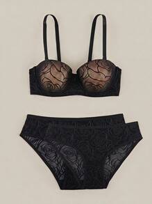 Bralution Women's Floral Mesh Fashionable Comfortable Lingerie Set Multi-Pack Bra & Panty Set - Multicolor - View 29