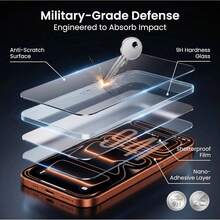 2Pcs Screen Protector For IPhone 18/17/16/15/14/13/12, HD Clarity 9H Tempered Glass Film, 2 Packs - Clear - View 4