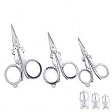 1pc Portable Foldable Scissors, Suitable For Home, Office, Travel, Outdoor Camping, Fishing, Mini Compact Folding Scissors - Silver - View 1