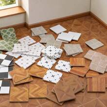 30Pcs 10 Styles Assorted Miniature Dollhouse Floor Boards, Realistic Square Mini Brick Tile Sheets, Decorative Flooring Accessories For Micro Landscape Scenery, Diorama Layout, Doll House Interior Decoration & DIY Architectural Model Craft Supplies - A - View 4