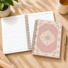 1pc Persian Mandala Pattern Notebook A5 Portable Size 5.5x8.3inch Pink Vintage Art Style Design Premium Paper Enhances Writing Experience Gold Spiral Binding Easy To Carry Suitable For Meeting Notes Study Notes Travel Journal And Gift Giving Office And Study Supplies > Notebooks And Writing Boards > Planner/Notebook Classical Palace Style Exquisite Floral Elements Memo Pad - A5 - View 5