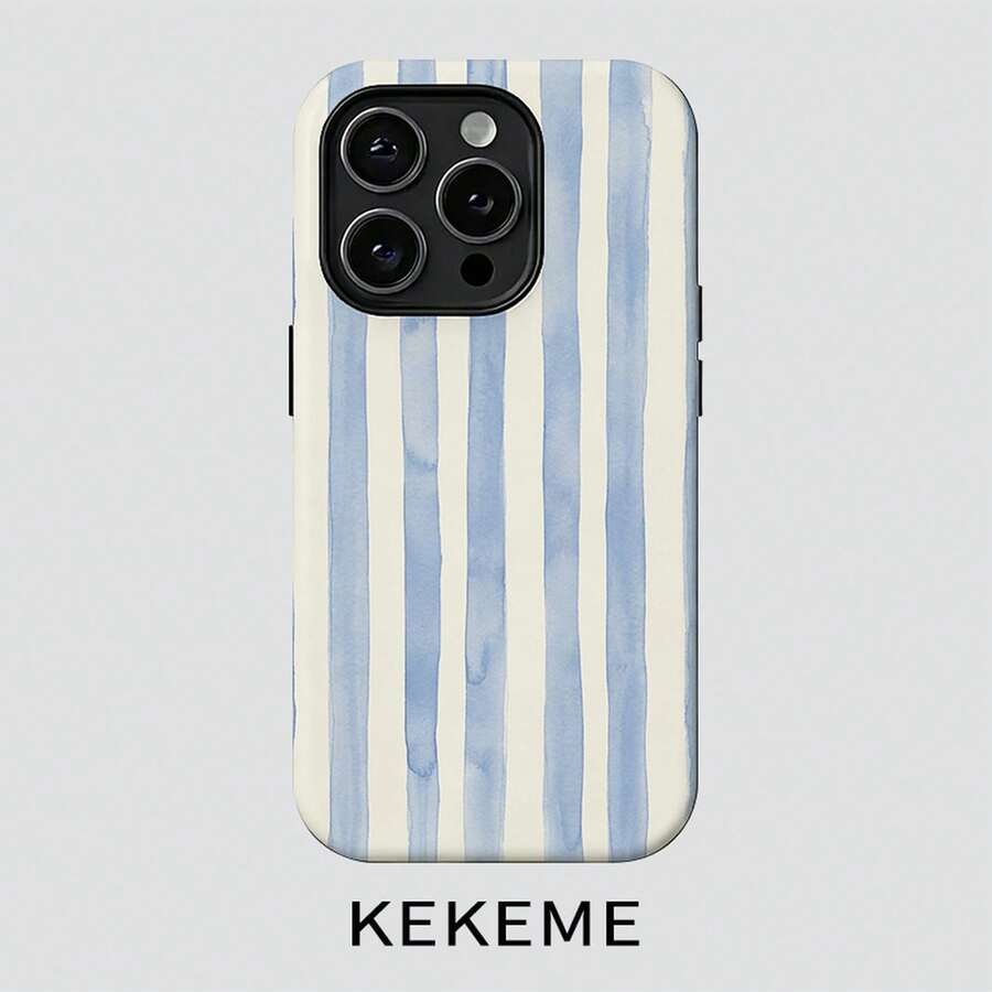 Phone Case - Vertical Striped Blue Film 2-In-1 Compatible For Apple 17 16 15 14 13 12 11 Pro Max 16 15 14 Plus 17 Air Full Coverage Anti-Fall Fashion Easy Unisex Phone Case - 白色1 - 查看 1