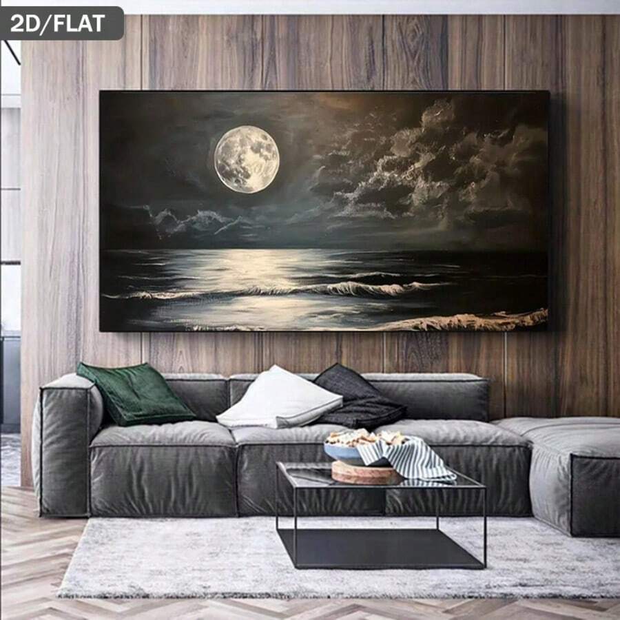 1pc Unframed Canvas Wall Arts Posters, Featuring Moon On The Lake Landscape Perfect For Living Room, Bedroom, Office & Dining Room - Ideal Gift For Birthdays, Holidays & Home Decor - 222 - View 1
