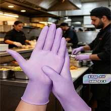 200 piezas Guantes de nitrilo morados multiusos - Impermeables, antiestáticos y duraderos, adecuados para lavar platos y limpieza del hogar, herramienta doméstica conveniente (enviados en bolsas para evitar daños durante el transporte) - 200 morados - Ver 2