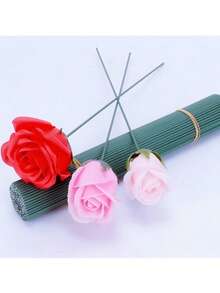 20/50/100 pièces Tiges de fleurs artificielles, super résistantes, faciles à plier en diverses formes, convenant pour les bouquets DIY, accessoires de décoration de roses en ruban permanent, outils de jardinage, cadeaux de la Saint-Valentin, décoration de mariage du Nouvel An, cadeaux de la Saint-Valentin, cadeaux d'anniversaire, cadeaux de remise des diplômes - Vert sapin - Voir 3