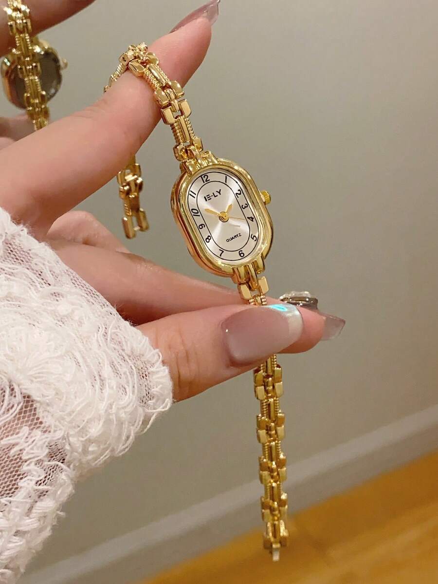 1pc Women's Retro Oval Dial Quartz Watch, Suitable For Daily Decoration - one-size - View 1