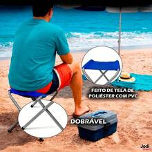 Banqueta Compacta Dobrável para Pescaria Viagens Eventos Filas e Áreas Externas - Azul - Visão 2