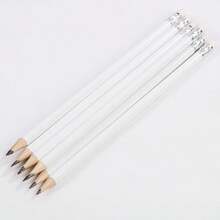 5pcs/15pcs/30pcs Simple White Round Pencil With Eraser, Pre-Sharpened, Suitable For Learning, Office And Practice - Sets - View 1